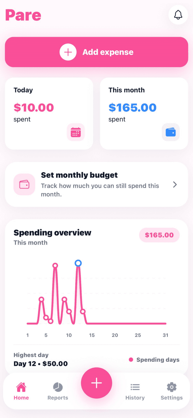Pare mobile interface